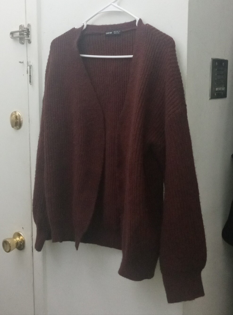 SHEIN Open-Front Chunky Knit Cardigan - Dark Brown